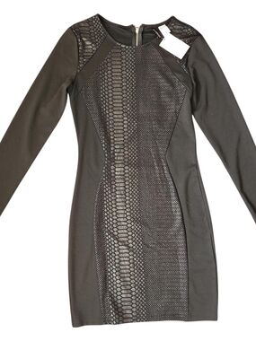 H&M Black Long-Sleeve Faux-Snake Sheath Dress